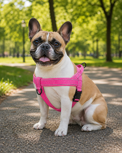 harnais chien anti  traction rose